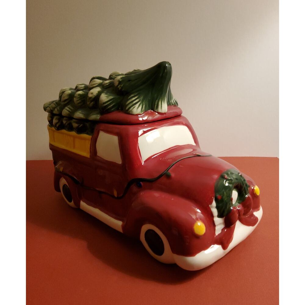 Red Truck with Christmas Tree Cookie Jar - Santa's Workshop by WINTER WONDER